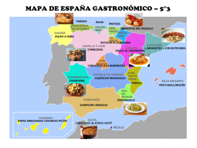 Carte gastronomique de l'Espagne 5°3